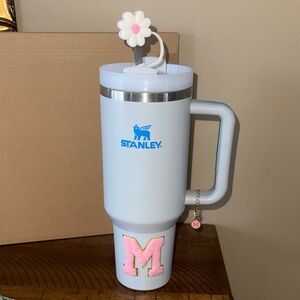 Stanley light blue cup w/Pink Monogram. See pics comes with carrying case